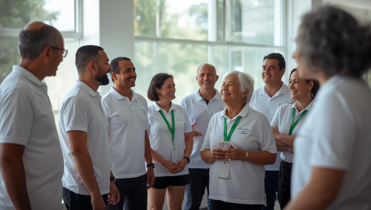 Atletas de várias idades reunidos no clube