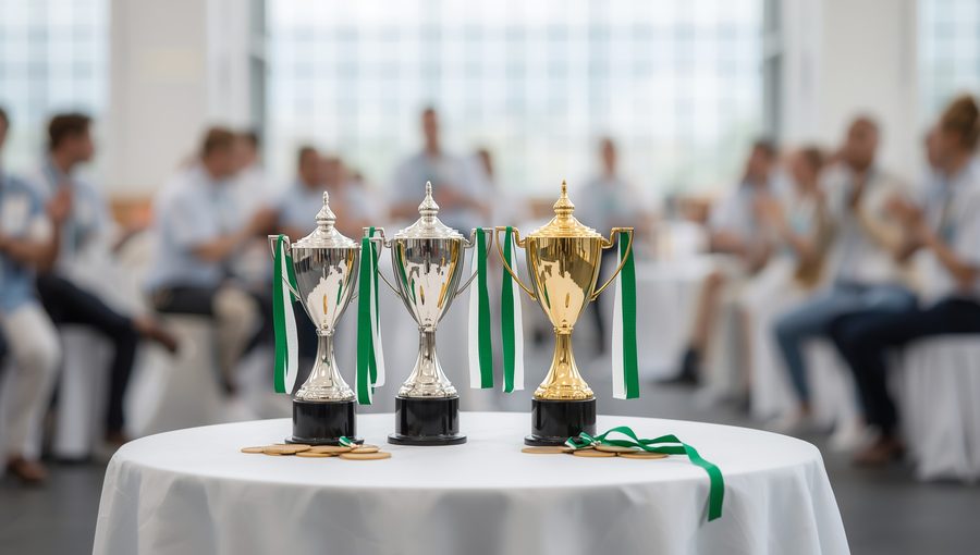 Troféus e medalhas da premiação
